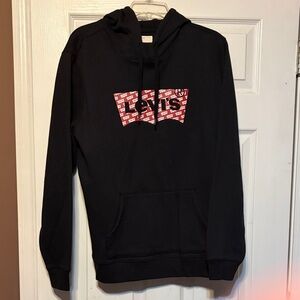Levi's Black Hoodie with Red Logo Pattern